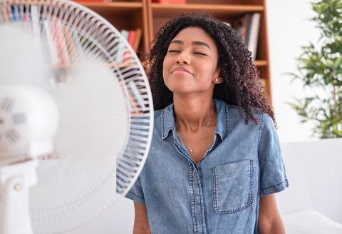 woman with fan
