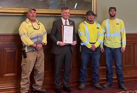 linemen with Wyoming governor