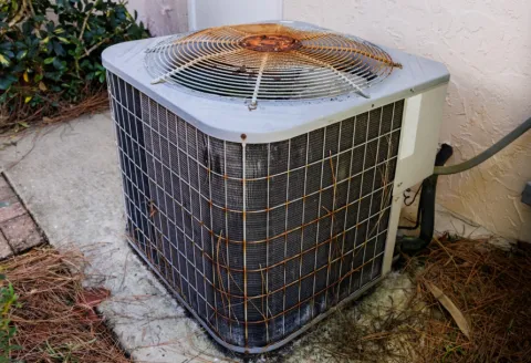 Old, rusted air conditioning unit